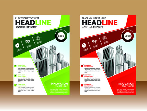Business abstract vector template. Brochure design, cover modern layout, annual report, poster, flyer in A4 with colorful triangles, geometric shapes for tech, science, market with light background