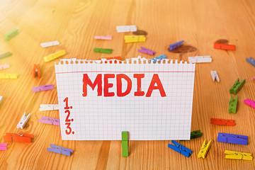 Poster - conceptual hand writing showing media. concept meaning the main means of mass communicationthat are 
