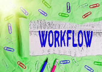 Fototapete - Word writing text Workflow. Business photo showcasing Series of activities or procedures necessary to complete a task