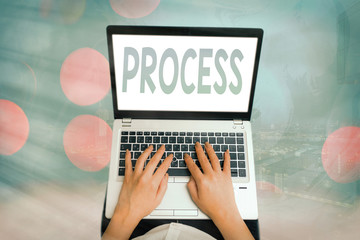 Poster - Conceptual hand writing showing Process. Concept meaning Standard procedures how to handle a particular job rules system