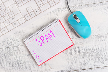 Poster - conceptual hand writing showing spam. concept meaning intrusive advertising inappropriate messages s