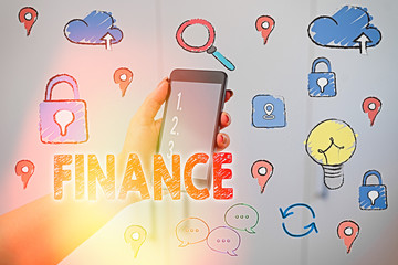 Poster - Text sign showing Finance. Business photo text Management of large government companies money amount Provide funds