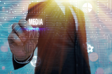 Poster - word writing text media. business photo showcasing the main means of mass communicationthat are rega
