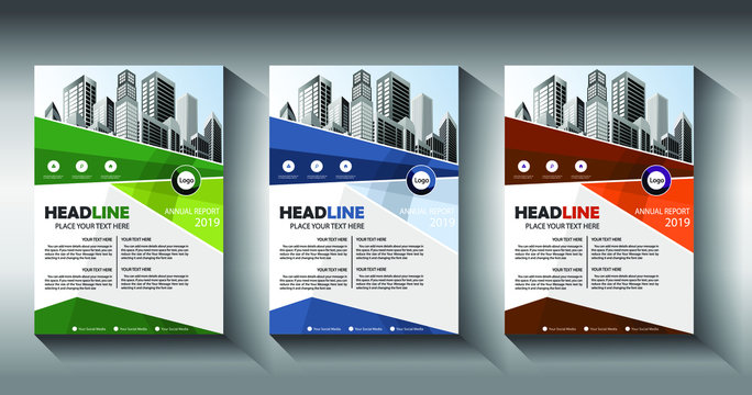 Brochure design, cover modern layout, annual report, poster, flyer in A4 with colorful triangles, geometric shapes for tech, science, market with light background