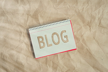 Poster - Conceptual hand writing showing Blog. Concept meaning regularly updated website web page run by individual Papercraft desk square spiral notebook office study supplies