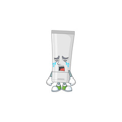 Sticker - A weeping white plastic tube cartoon character concept