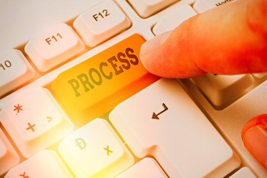 Word writing text Process. Business photo showcasing Standard procedures how to handle a particular job rules system