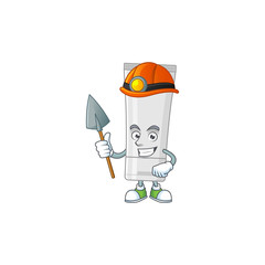 Canvas Print - cartoon character design of white plastic tube work as a miner