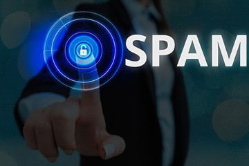 Poster - writing note showing spam. business concept for intrusive advertising inappropriate messages sent on