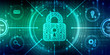 © jijomathai - 2d illustration Safety concept: Closed Padlock on digital background