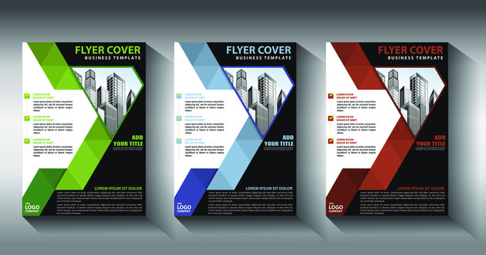 Brochure design, cover modern layout, annual report, poster, flyer in A4 with colorful triangles, geometric shapes for tech, science, market with light background