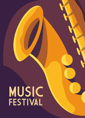 Wall Mural - poster music festival with musical instrument