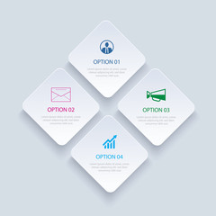 4 infographics rectangle paper index with data template. Vector illustration abstract background. Can be used for workflow layout, business step, banner, web design.