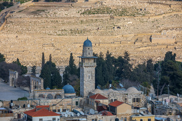 Wall Mural - The minaret at entrance on the Temple mount