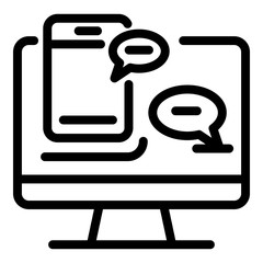 Poster - Chat bubbles on the screen icon. Outline chat bubbles on the screen vector icon for web design isolated on white background