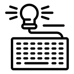 Poster - Keyboard with light bulb icon. Outline keyboard with light bulb vector icon for web design isolated on white background