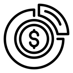 Poster - Dollar in a circle icon. Outline dollar in a circle vector icon for web design isolated on white background