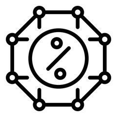 Poster - Percent in a circle icon. Outline percent in a circle vector icon for web design isolated on white background