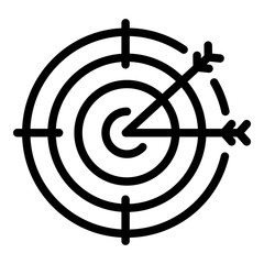 Poster - Target circle and darts icon. Outline target circle and darts vector icon for web design isolated on white background