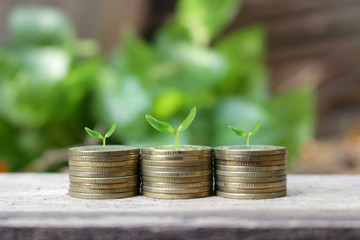 stack of coins for investment or money saving concept.