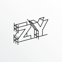 Initial Letter ZY with Architecture Graphic Logo Design