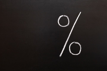 the percentage sign on a chalkboard.