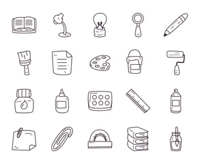 Sticker - Creativity and design line style icon set vector design