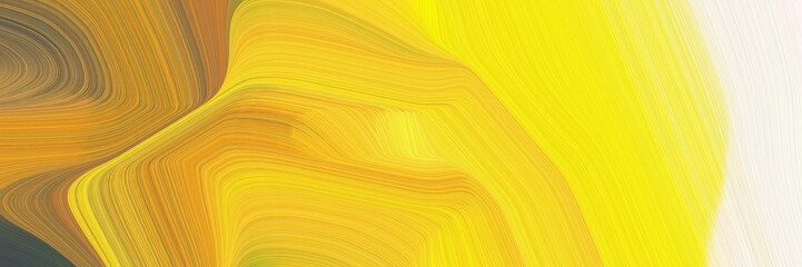 Poster - abstract moving header with vivid orange, beige and dark olive green colors. fluid curved lines with dynamic flowing waves and curves for poster or canvas