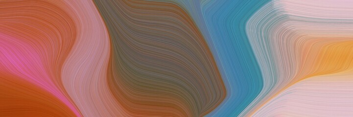 Aufkleber - abstract colorful designed horizontal banner with pastel brown, teal blue and silver colors. fluid curved flowing waves and curves for poster or canvas