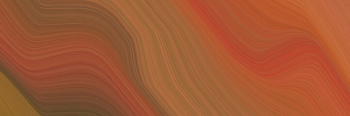 Poster - abstract colorful designed horizontal banner with sienna, old mauve and brown colors. fluid curved lines with dynamic flowing waves and curves for poster or canvas