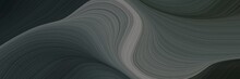 Abstract Moving Designed Horizontal Banner With Dark Slate Gray, Gray Gray And Dim Gray Colors. Fluid Curved Flowing Waves And Curves For Poster Or Canvas