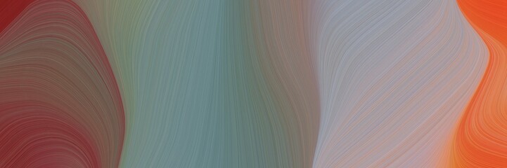 Poster - abstract dynamic designed horizontal header with gray gray, sienna and dark salmon colors. fluid curved flowing waves and curves for poster or canvas
