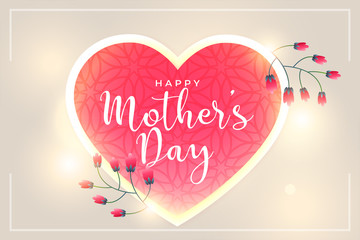 happy mothers day beautiful hearts and flower background