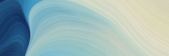 Poster - abstract surreal horizontal header with silver, teal blue and cadet blue colors. fluid curved lines with dynamic flowing waves and curves for poster or canvas