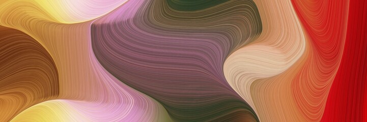 Poster - abstract surreal designed horizontal banner with pastel brown, burly wood and dark slate gray colors. fluid curved lines with dynamic flowing waves and curves for poster or canvas