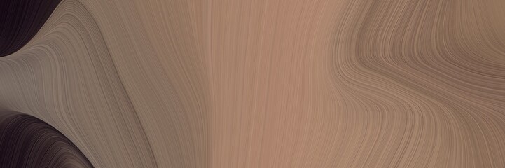 Poster - abstract modern horizontal banner with pastel brown, very dark pink and rosy brown colors. fluid curved flowing waves and curves for poster or canvas