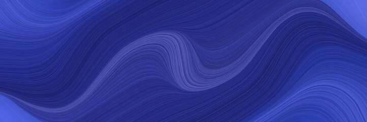 Poster - abstract artistic designed horizontal banner with dark slate blue, royal blue and slate blue colors. fluid curved lines with dynamic flowing waves and curves for poster or canvas