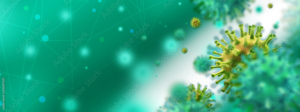 virus cell neon background - obrazy, fototapety, plakaty 