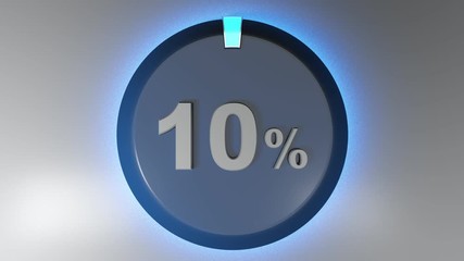 Poster - A blue circle sign with the write 10% and a rotating cursor - 3D rendering video clip