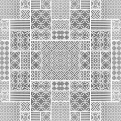 Aufkleber - Gray white vintage retro geometric square rectangle mosaic stamp art motif cement tiles print texture background