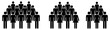 Simple crowd icon, group of people silhouettes standing in rows
