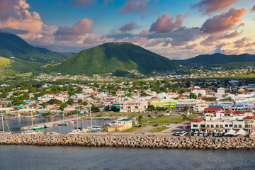 Fototapete - Colorful St Kitts twon in the Caribbean