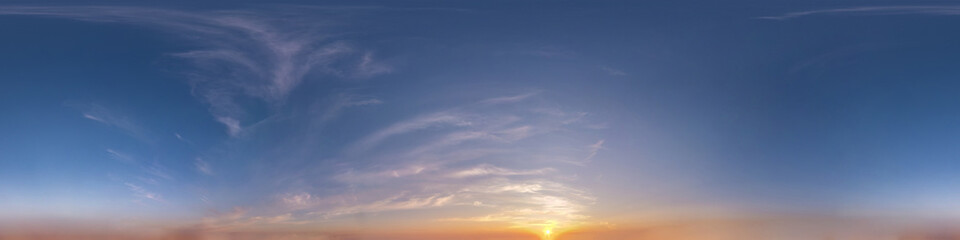 Wall Mural - seamless hdri panorama 360 degrees angle view blue clear evening sky before sunset with zenith for u