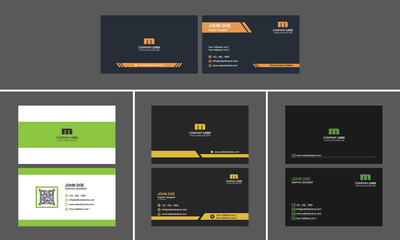 business card template set bundle with qr code placeholder