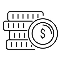 Poster - Money coin stack icon. Outline money coin stack vector icon for web design isolated on white background