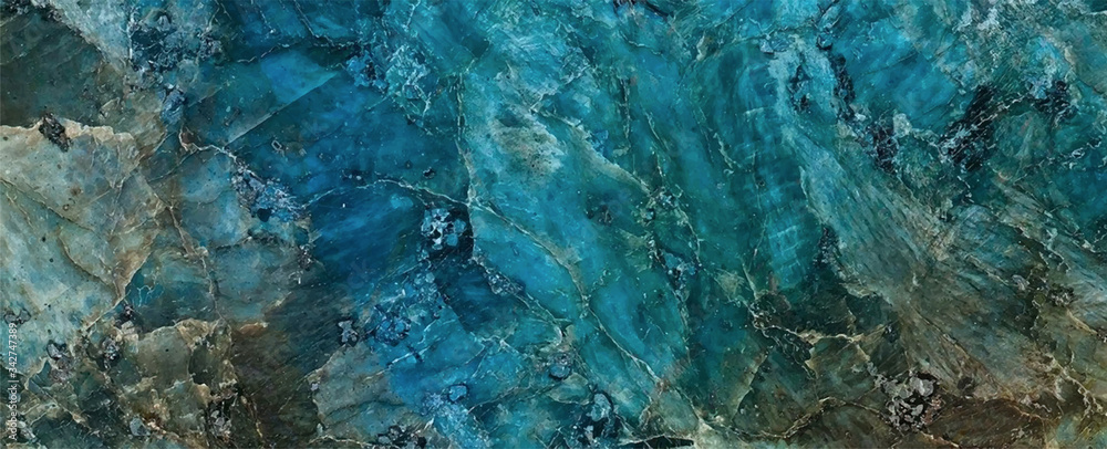 blue ocean Marble rock stone texture wallpaper background - obrazy, fototapety, plakaty 