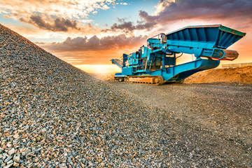 Canvas Print - Stone crushing machine in a quarry or outdoor mine