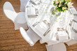 bright wedding table setup from the top