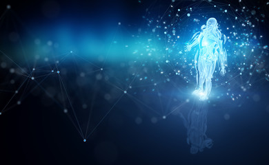 Poster - Digital x-ray human body holographic scan projection 3D rendering