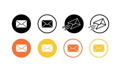 Poster - Message, notification icons set flat or email, amail, chat, letter in simple design on an isolated background. EPS 10 vector.